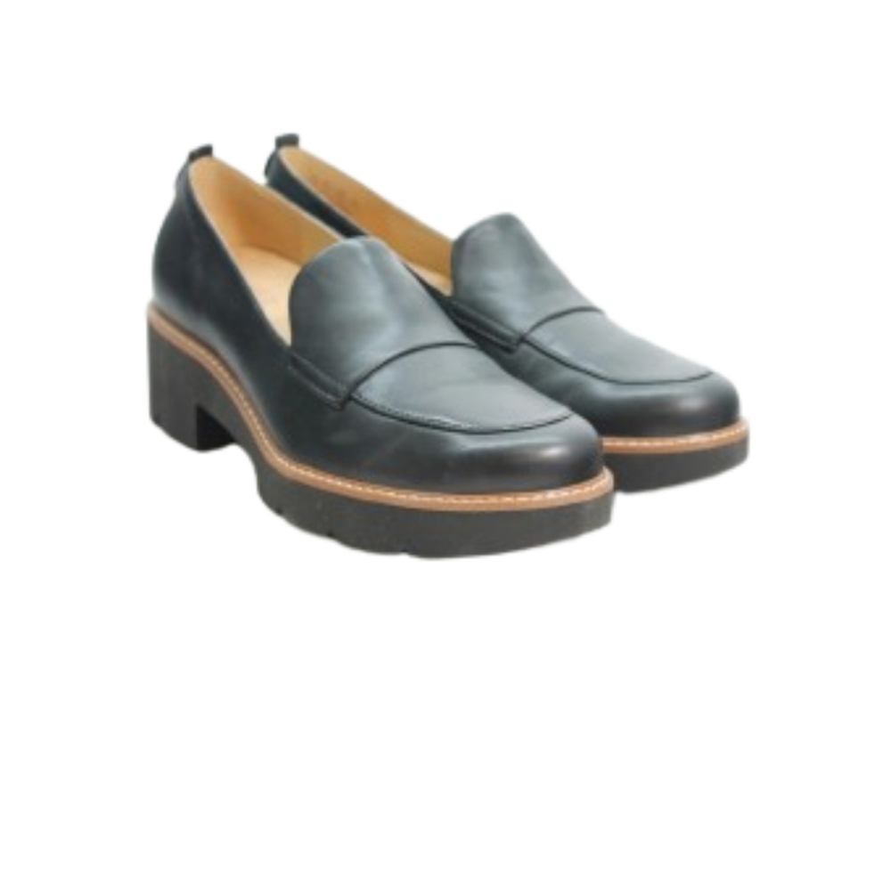 NWT Naturalizer Darry Black Leather Lug Sole Loafers 9.5N Narrow